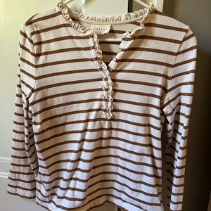 Sézane Striped Camel Mariniere Top, Size S